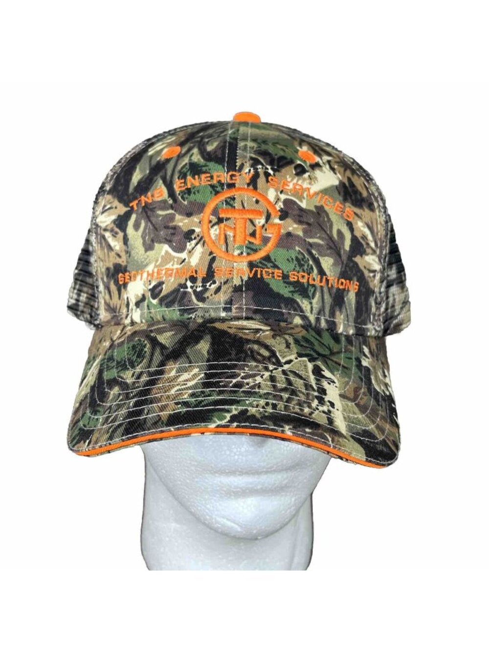 TNG Energy Services Mesh Truckers Ball Cap Camo Baseball Hook N Loop Adjustable